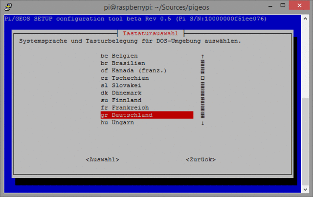 pigeos-wizard language selection